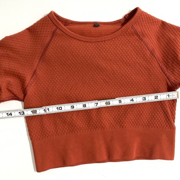 Balance Athletics Rust Orange Long Sleeve Crop Top Size Small Thumb Holes - Picture 8 of 11
